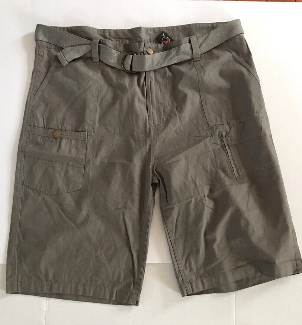 Red Face Cargo Shorts Men's Gray Workwear Walking Hiking Belt Size 44